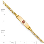 14K Medical Semi-Solid Chain/Solid Plate Soft Diamond Shape Centered Red Enamel Anchor Link Baby/Child ID Bracelet view