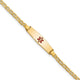14K Medical Semi-Solid Chain/Solid Plate Soft Diamond Shape Centered Red Enamel Anchor Link Baby/Child ID Bracelet