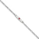 14K White Gold Medical Semi-Solid Chain/Solid Plate Soft Diamond Shape Centered Red Enamel Figaro Link ID Bracelet, 6 x 6mm