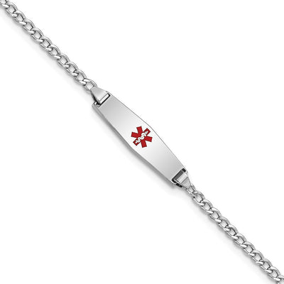 14K white gold cuban link plate ID bracelet