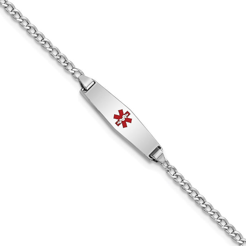 14K white gold cuban link plate ID bracelet