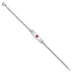 14K White Gold Medical Semi-Solid Chain/Solid Plate Soft Diamond Shape Centered Red Enamel Anchor Link Baby/Child ID Bracelet view
