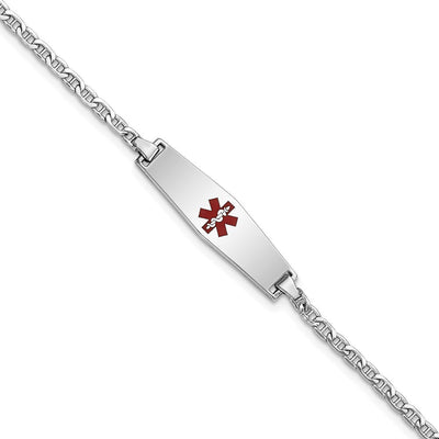14K white gold anchor link anchor ID bracelet