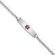 14K White Gold Medical Semi-Solid Chain/Solid Plate Soft Diamond Shape Centered Red Enamel Anchor Link Baby/Child ID Bracelet