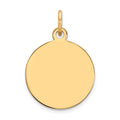 14K Plain .009 Gauge Circular Engravable Disc Charm, 21 x 15mm