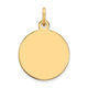 14K Plain .009 Gauge Circular Engravable Disc Charm, 21 x 15mm