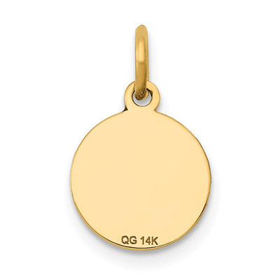 14K w/Enamel .027 Gauge Circular Engravable Disc Charm, 16.54 x 9.96mm