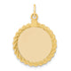 14K Plain .013 Gauge Circular Engravable Disc with Rope Charm, 26.85 x 18.66mm