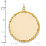 14K Plain .013 Gauge Circular Engravable Disc with Rope Charm, 44.24 x 34.92mm view