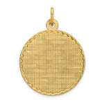 14K Patterned .013 Gauge Circular Engravable Disc Charm, 22 x 16mm view