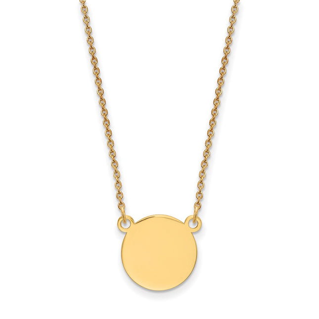 14k Plain .018 Gauge Circular Engravable Disc 18in Necklace, 18 x 12.53mm