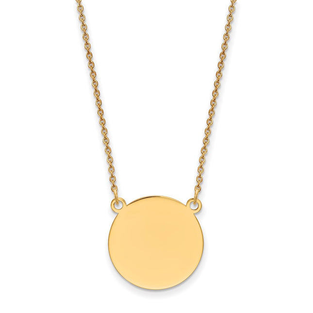 14k Plain .027 Gauge Circular Engravable Disc 18in Necklace, 18 x 17.25mm