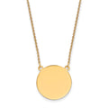14K Plain .018 Gauge Circular Engravable Disc 18in Necklace, 18 x 19.25mm