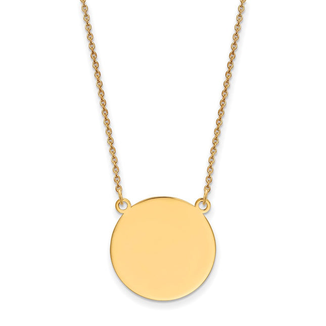 14k Plain .027 Gauge Circular Engravable Disc 18in Necklace, 18 x 19.25mm