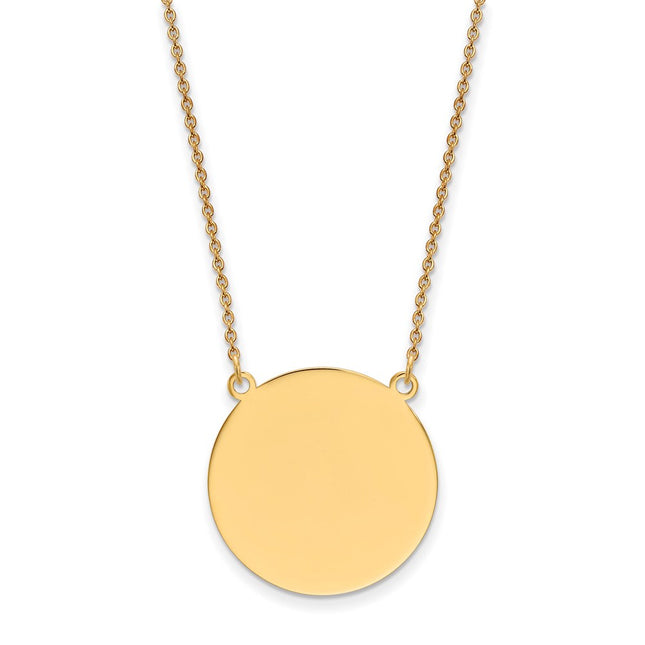 14k Plain .018 Gauge Circular Engravable Disc 18in Necklace, 18 x 22.5mm