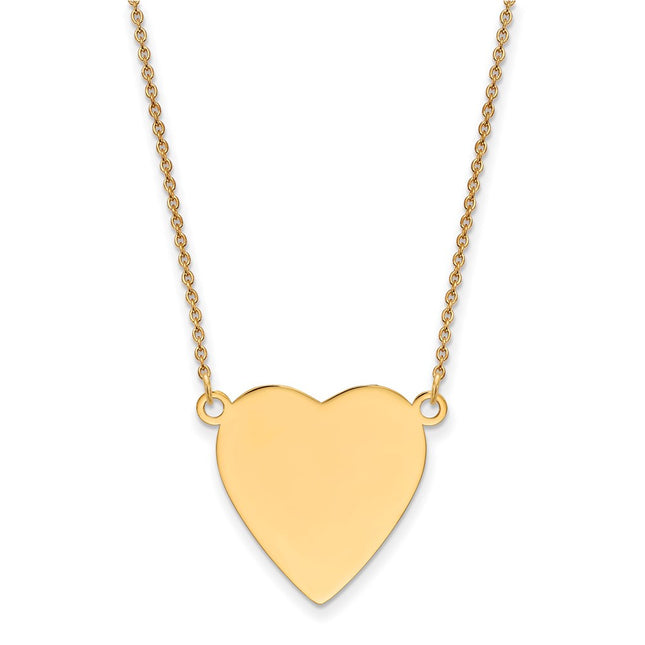 14k Plain .013 Gauge Heart Engravable Disc 18in Necklace, 18 x 23mm