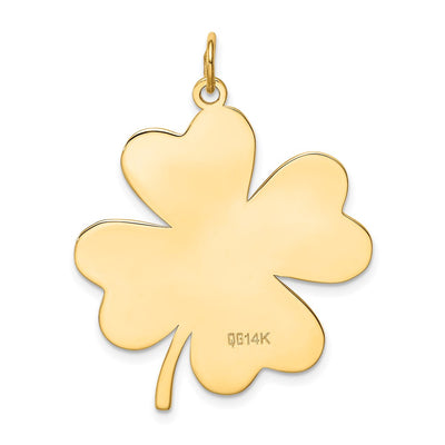 14K Plain .018 Gauge Engravable Clover Disc Charm, 36 x 27.76mm