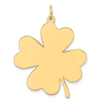 14K Plain .018 Gauge Engravable Clover Disc Charm, 36 x 27.76mm