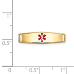 14K Polished Centered Red Epoxy Enameled Medical ID Soft Diamond Shape Plate # 813 view