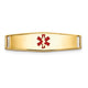 14K Polished Centered Red Epoxy Enameled Medical ID Soft Diamond Shape Plate # 813