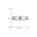 14K White Gold Polished Centered Red Epoxy Enameled Medical ID Soft Diamond Shape Plate # 813 view