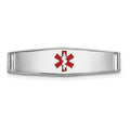 14K White Gold Polished Centered Red Epoxy Enameled Medical ID Soft Diamond Shape Plate # 813
