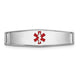 14K White Gold Polished Centered Red Epoxy Enameled Medical ID Soft Diamond Shape Plate # 813