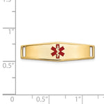 14K Polished Centered Red Epoxy Enameled Medical ID Soft Diamond Shape Plate # 816 view