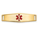 14K Polished Centered Red Epoxy Enameled Medical ID Soft Diamond Shape Plate # 816