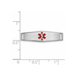 14K White Gold Polished Centered Red Epoxy Enameled Medical ID Soft Diamond Shape Plate # 816 view