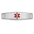 14K White Gold Polished Centered Red Epoxy Enameled Medical ID Soft Diamond Shape Plate # 816