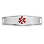 14K White Gold Polished Centered Red Epoxy Enameled Medical ID Soft Diamond Shape Plate # 816 view