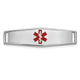 14K White Gold Polished Centered Red Epoxy Enameled Medical ID Soft Diamond Shape Plate # 816