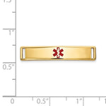 14K Polished Centered Red Epoxy Enameled Medical ID Plate # 816 view
