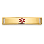 14K Polished Centered Red Epoxy Enameled Medical ID Plate # 816 view