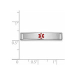 14K White Gold Polished Centered Red Epoxy Enameled Medical ID Plate # 816 view