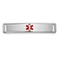 14K White Gold Polished Centered Red Epoxy Enameled Medical ID Plate # 816