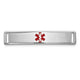 14K White Gold Polished Centered Red Epoxy Enameled Medical ID Plate # 816