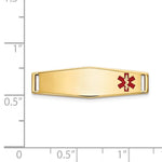 14K Polished Off-Center Red Epoxy Enameled Medical ID Soft Diamond Shape Plate # 816 view