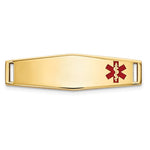 14K Polished Off-Center Red Epoxy Enameled Medical ID Soft Diamond Shape Plate # 816 view