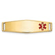 14K Polished Off-Center Red Epoxy Enameled Medical ID Soft Diamond Shape Plate # 816