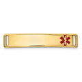 14K Polished Off-Center Red Epoxy Enameled Medical ID Plate # 816