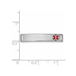 14K White Gold Polished Off-Center Red Epoxy Enameled Medical ID # 816 view
