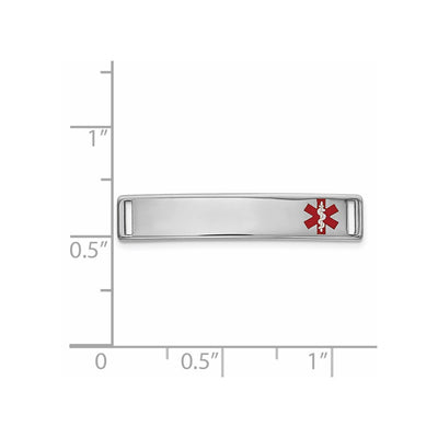 14K White Gold Polished Off-Center Red Epoxy Enameled Medical ID # 816