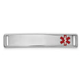 14K White Gold Polished Off-Center Red Epoxy Enameled Medical ID # 816