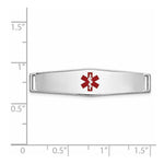 14K White Gold Centered Red Epoxy Enameled Soft Diamond Shape Medical ID Plate # 817 view