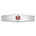 14K White Gold Centered Red Epoxy Enameled Soft Diamond Shape Medical ID Plate # 817