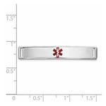 14K White Gold Centered Red Epoxy Enameled Medical ID Plate # 817 view