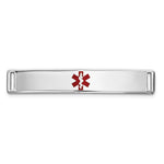 14K White Gold Centered Red Epoxy Enameled Medical ID Plate # 817 view