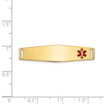 14K Off-Center Red Epoxy Enameled Soft Diamond Shape Medical ID Plate # 817 view